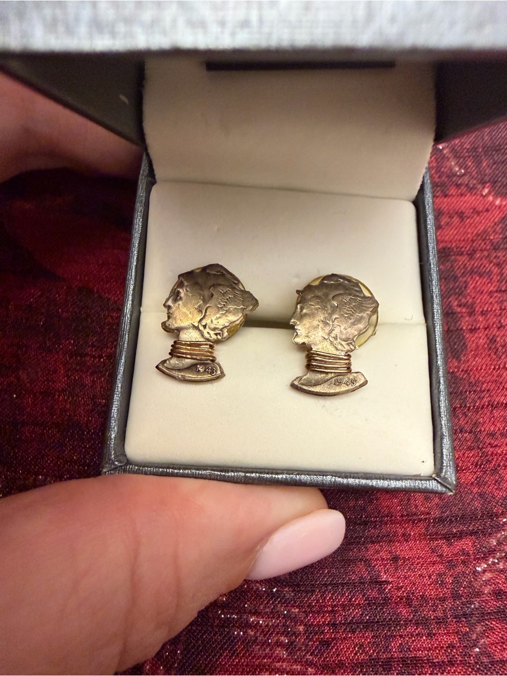 Antique Gold Profile Stud Earrings - Gold Silhouette